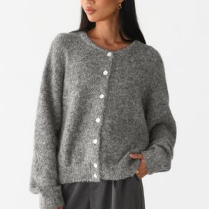 Solid Color Wool Blend Cardigan