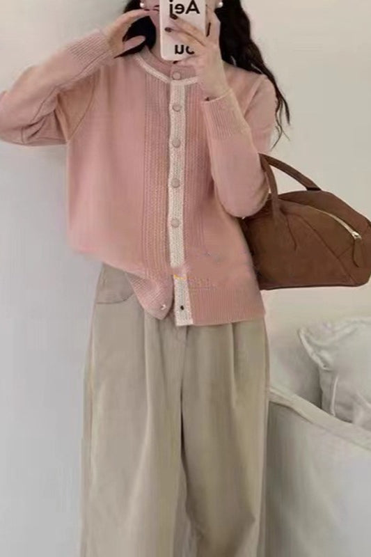 Vintage Lace Trimmed Knit Cardigan