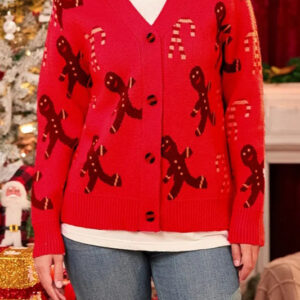 Candy Cane Graphic Button Down Cardigan