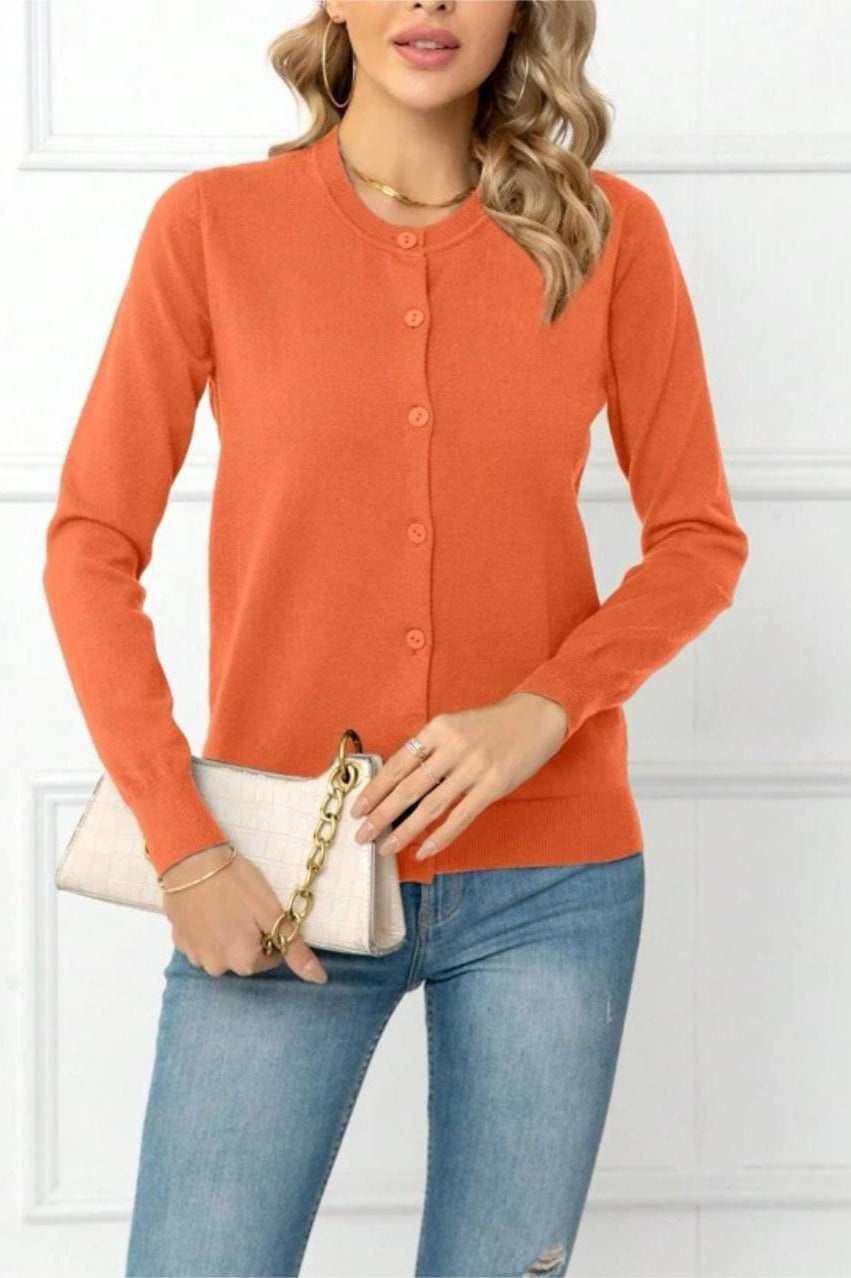 Solid Color Knit Cardigan