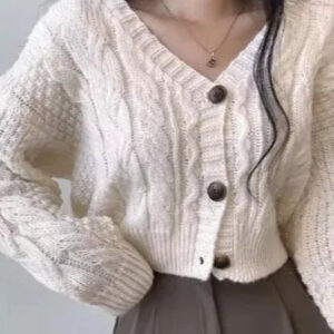 Knitted Open Front V Neck Slim Cardigan