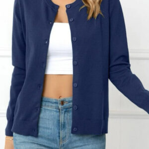 Solid Color Knit Cardigan