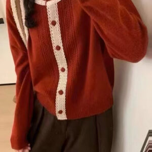 Vintage Lace Trimmed Knit Cardigan